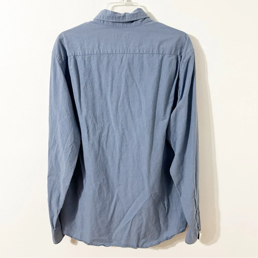 J. Crew Mercantile Casual Long Sleeve Button-Down Shirt Breast Pocket Blue Cuffs